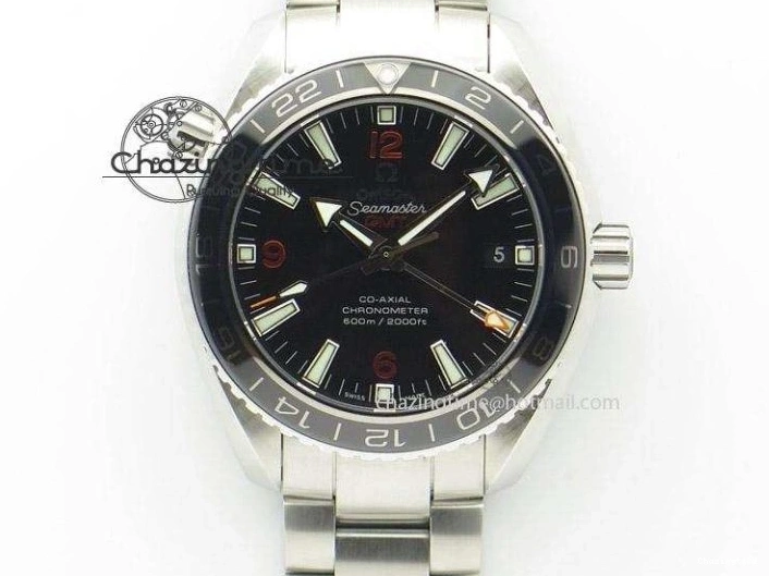 0317 Unique Planet Ocean 45mm Real Ceramic Blue BP-Maker Best Edition Black Dial On Nylon Rubber Strap A 8184